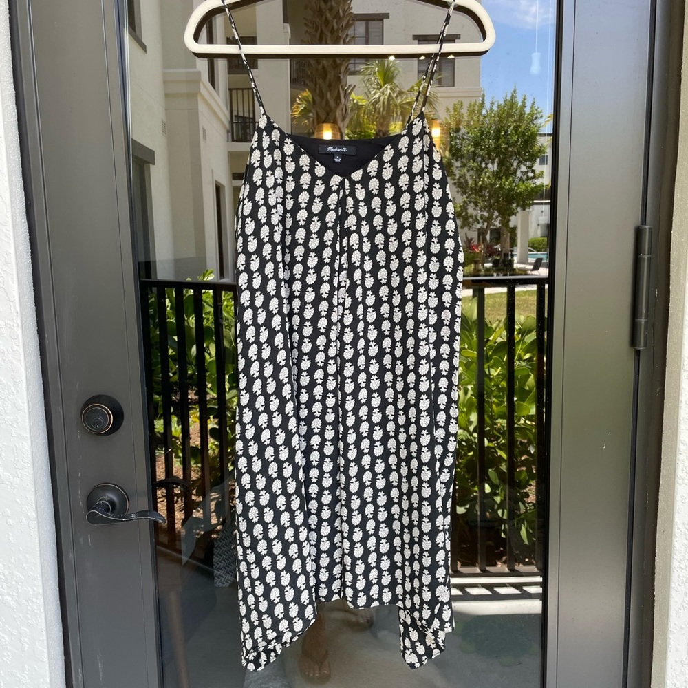 Madewell Silk Trapeze Cami Dress in Bloomstamp